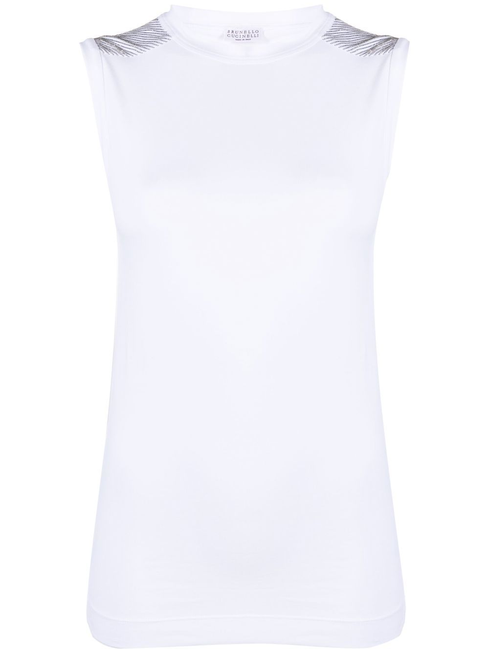 Sleeveless crew-neck top - White