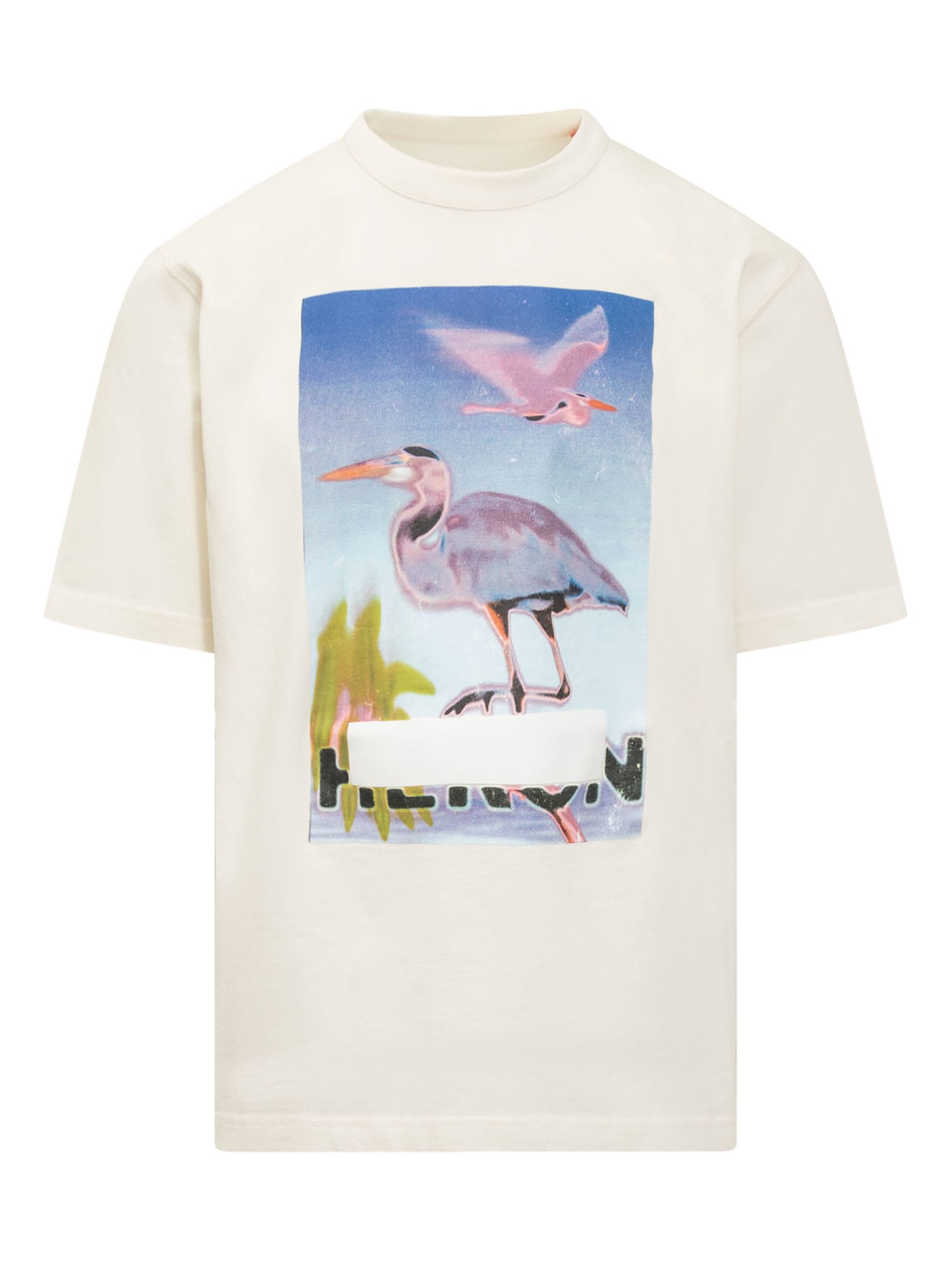 Censored Heron cotton T-shirt - Neutrals