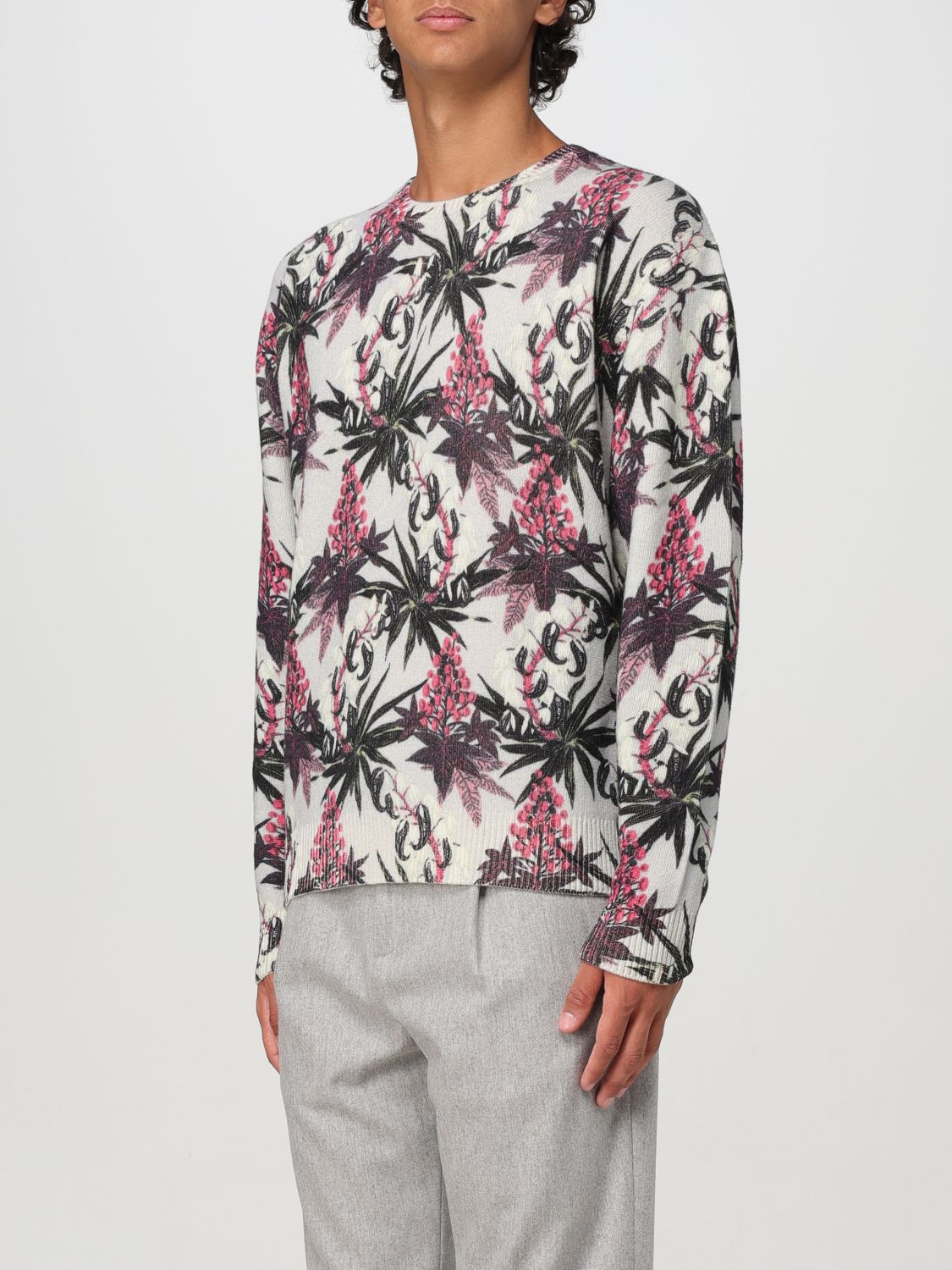 Floral intarsia-knit jumper - Neutrals