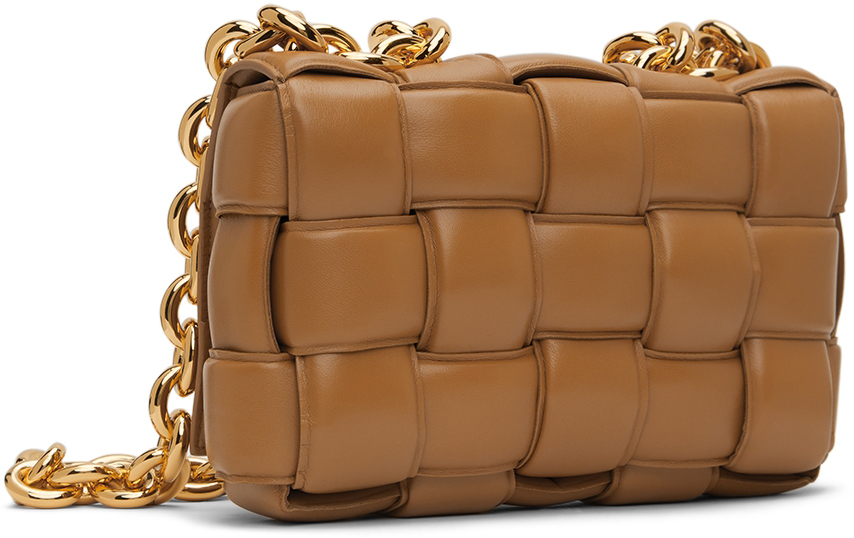 Tan Chain Padded Cassette Shoulder Bag