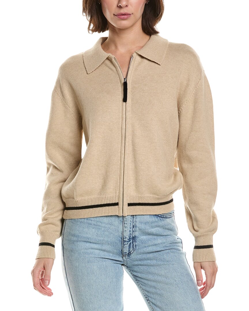 Varsity Zip Through Cashmere-Blend Jacket