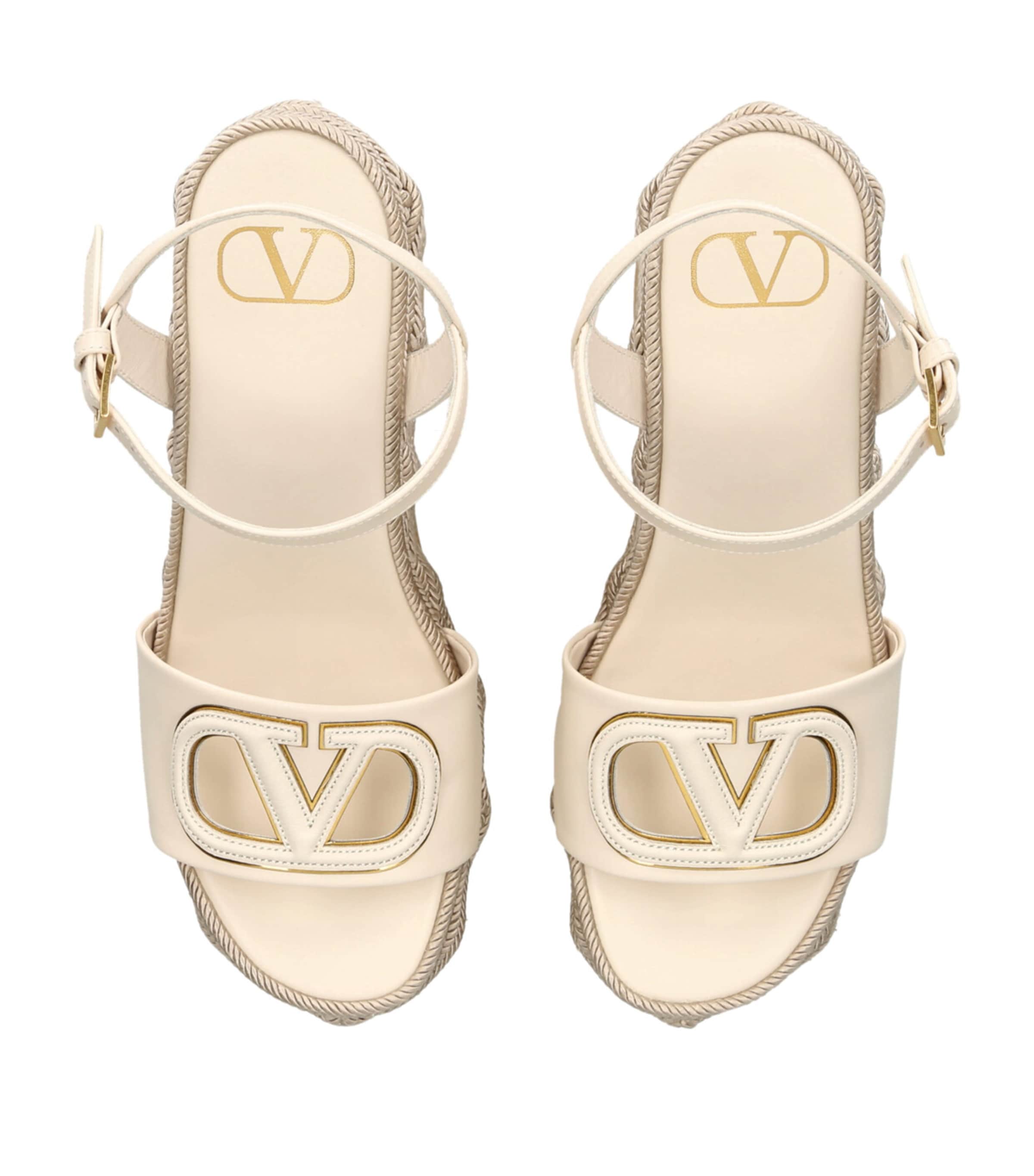 Leather VLogo Espadrille Wedge Sandals 110
