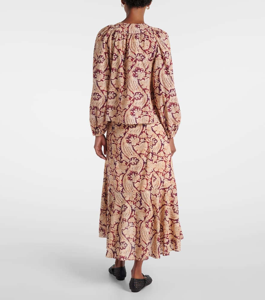 Brea printed cotton-blend blouse