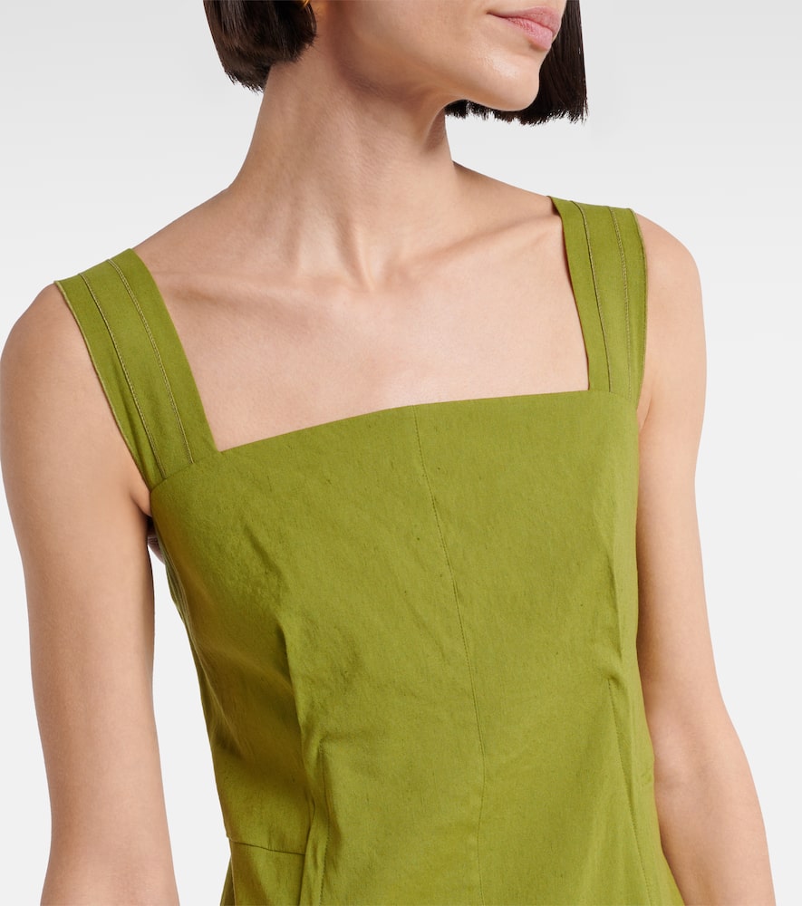 Linen-blend midi dress
