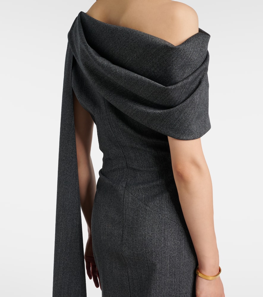 Maite herringbone draped midi dress