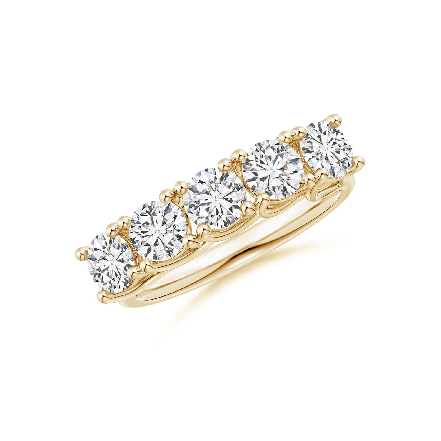 Angara 1.75 Carats Half Eternity Five Stone Diamond Wedding Band in 18K Yellow Gold