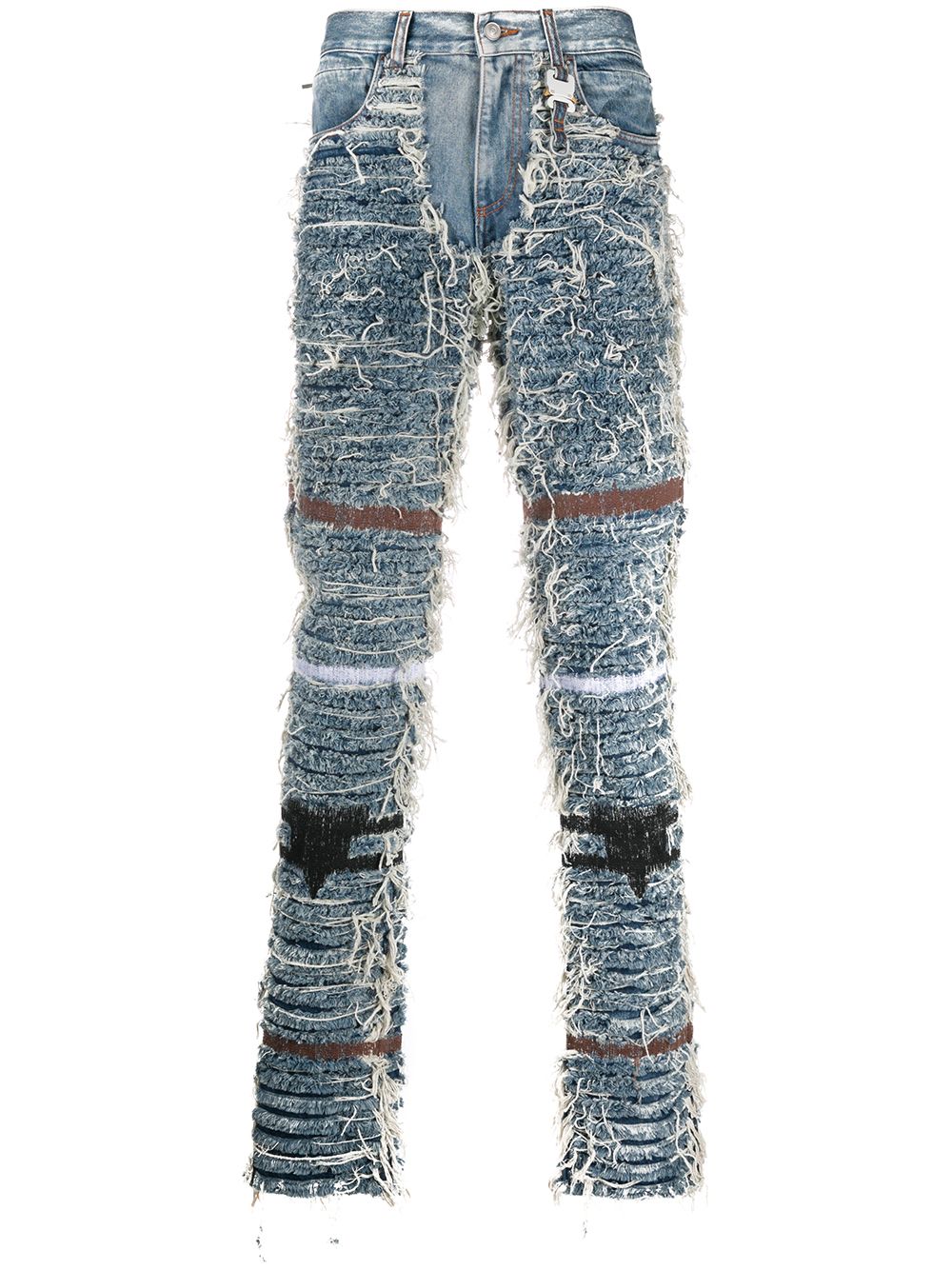 Distressed frayed straight leg jeans - Blue