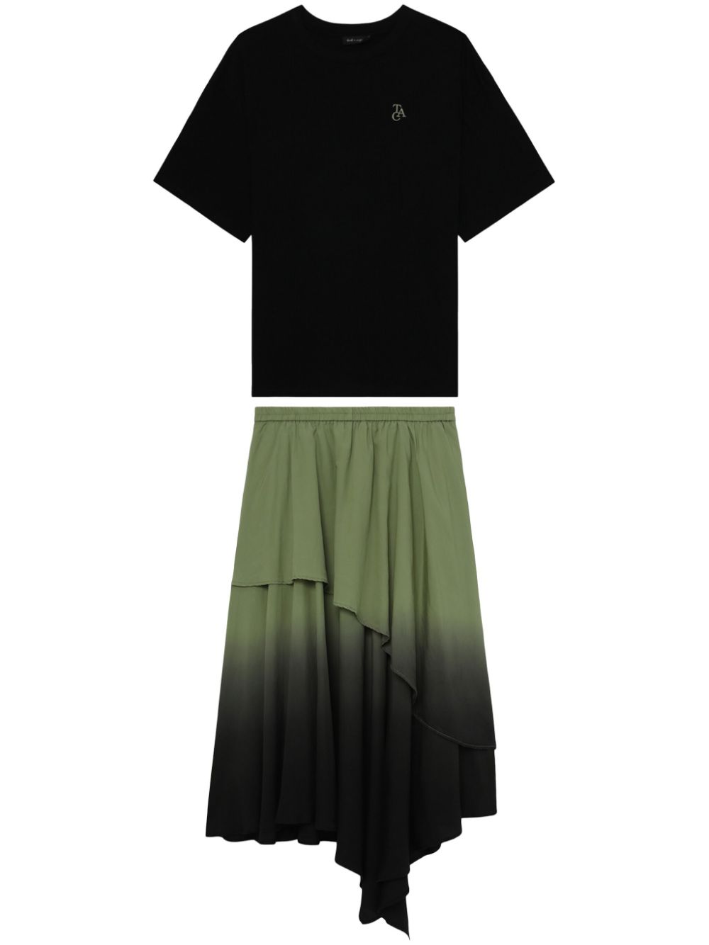 Layered cotton midi skirt - Black