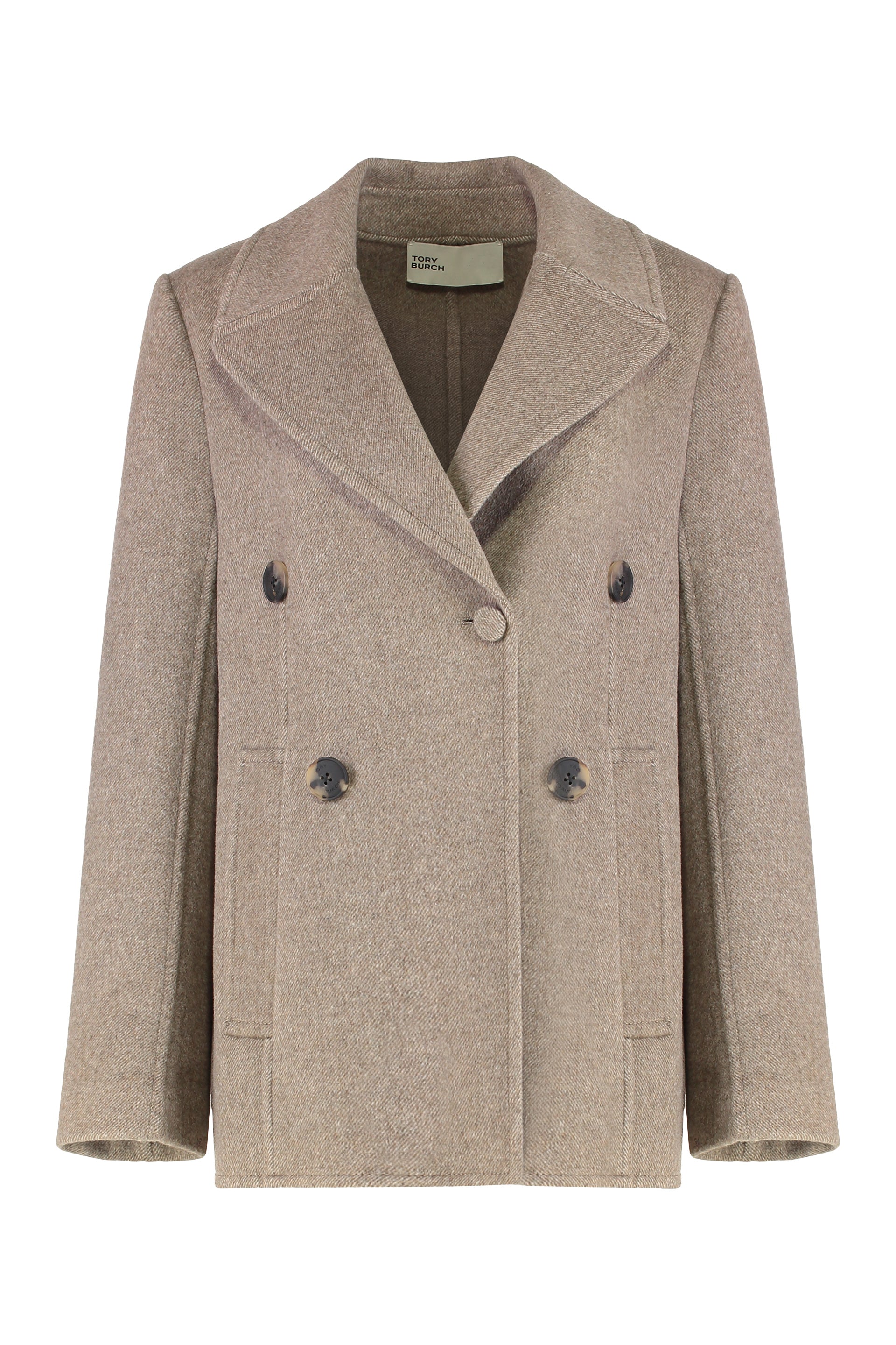 Wide Twill Wool Jacket with Horn Buttons