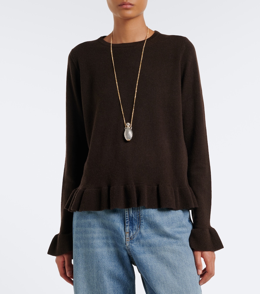 Ruffled virgin wool and cashmere sweater