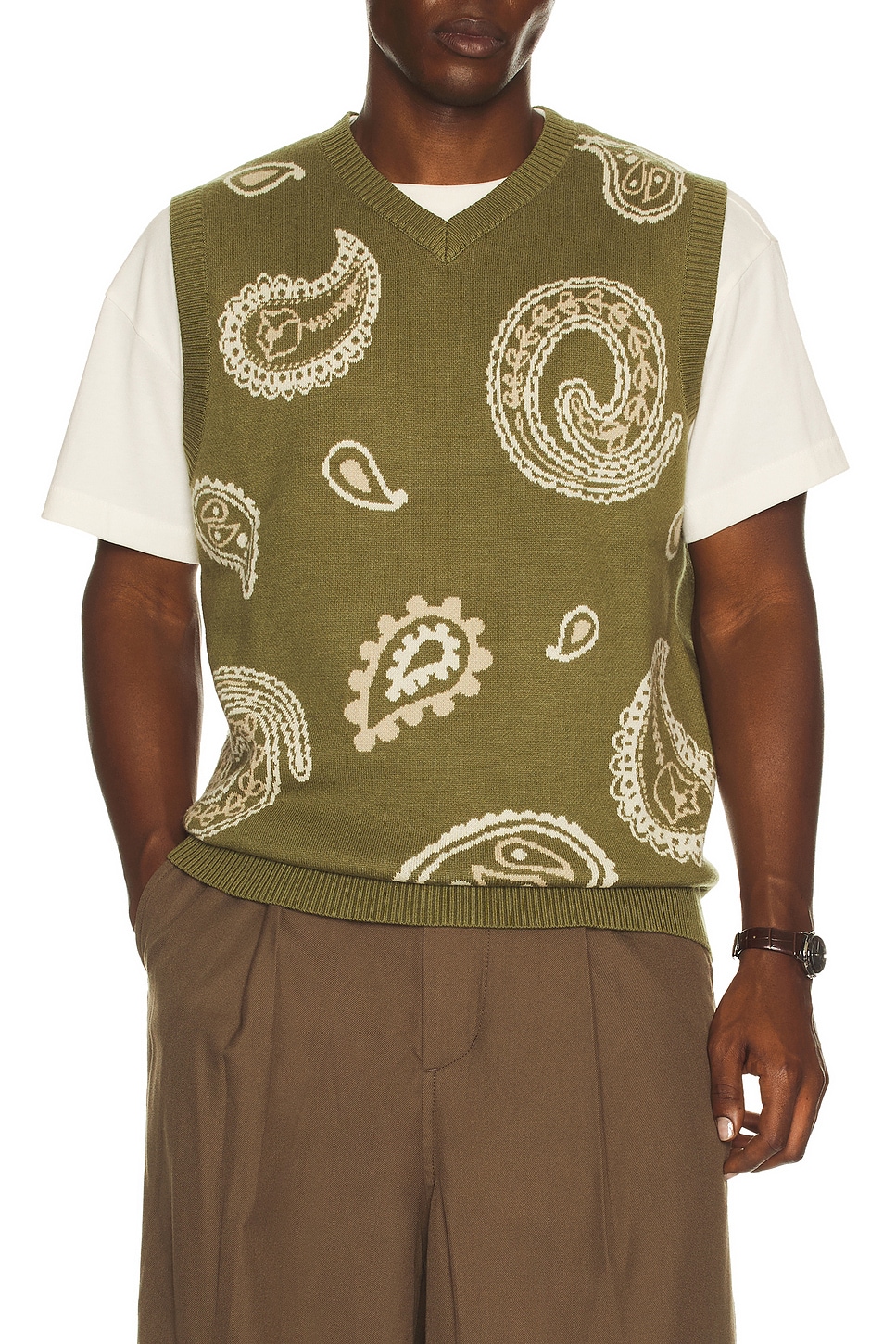 Malbon Golf Paisley Sweater Vest in Olivine. M also in S, L, XL/1X