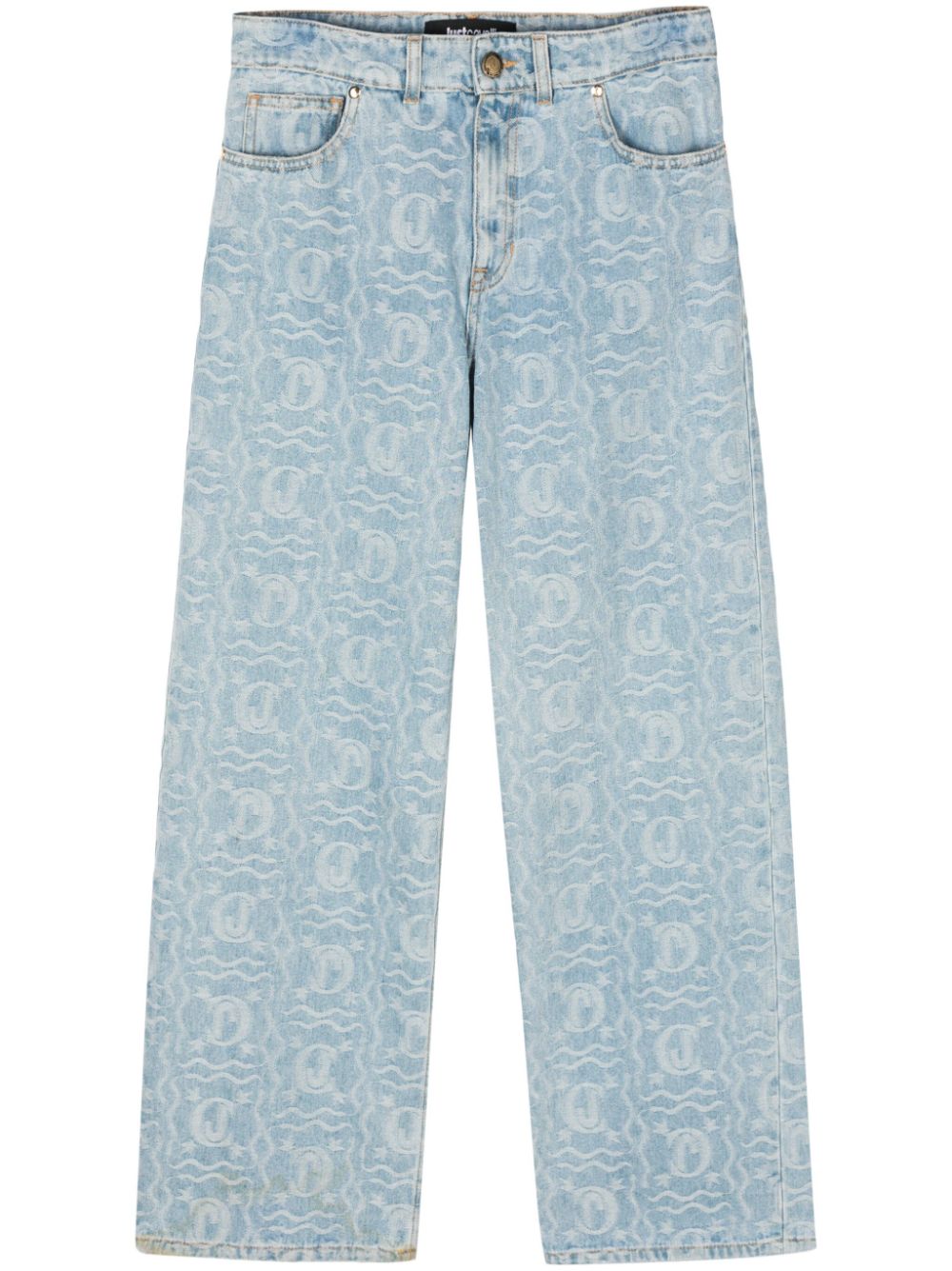 Jacquard-pattern straight-leg jeans - Blue