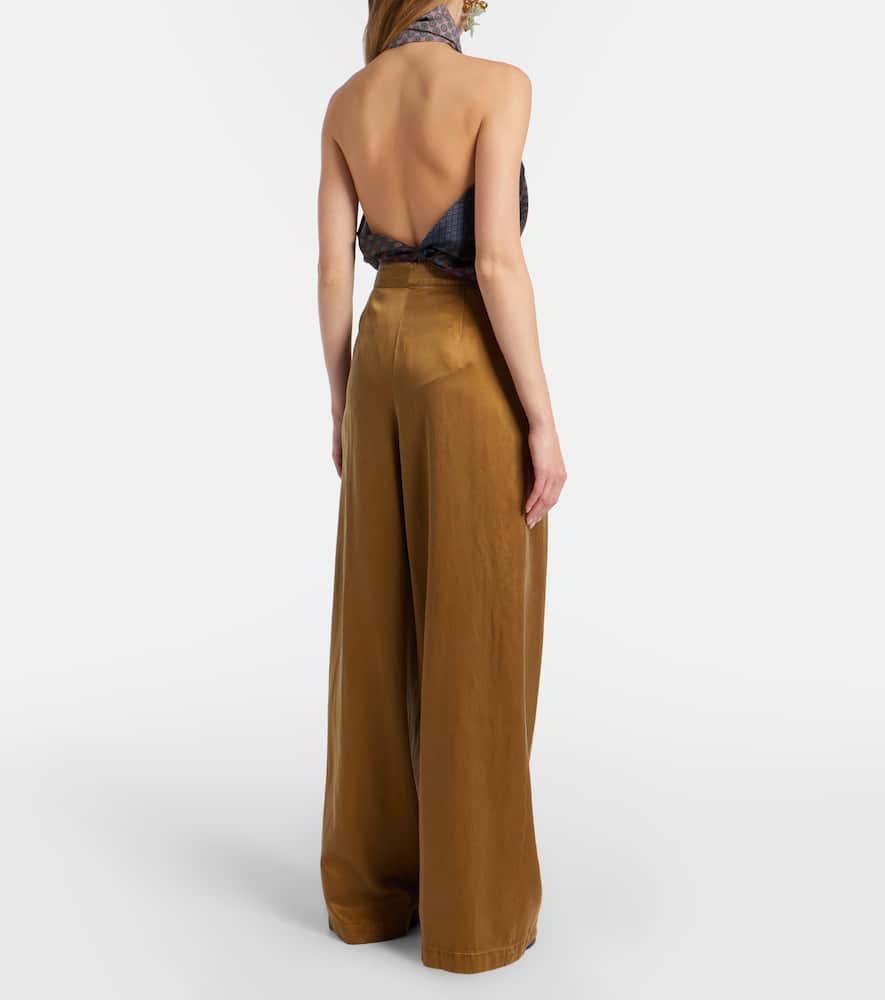 Pleated high-rise wide-leg pants