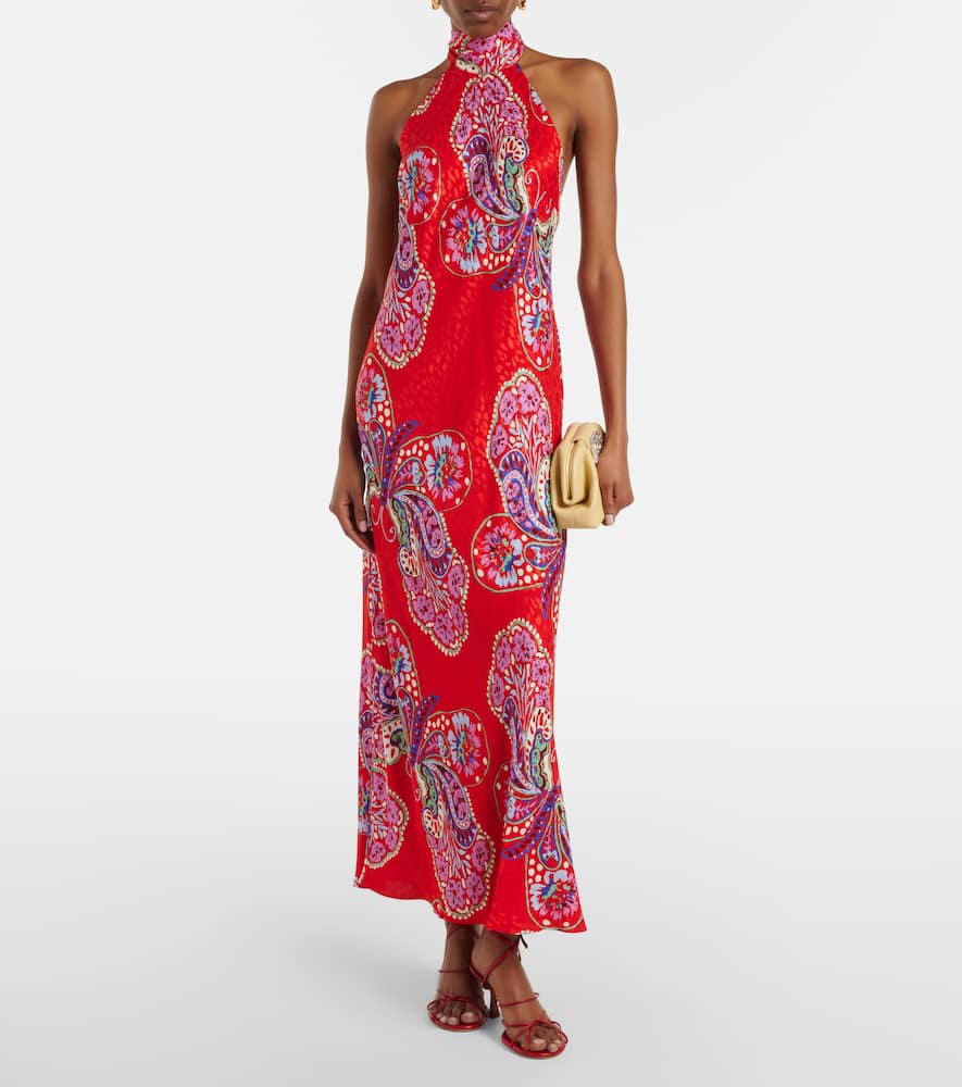 Maura printed halterneck midi dress