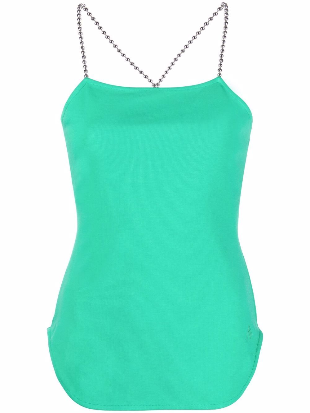 Chain-detail square-neck top - Green