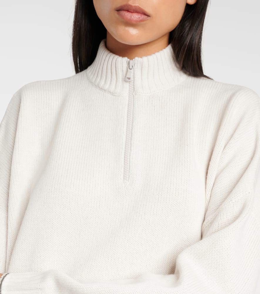 Wool, cashmere, and silk half-zip sweater