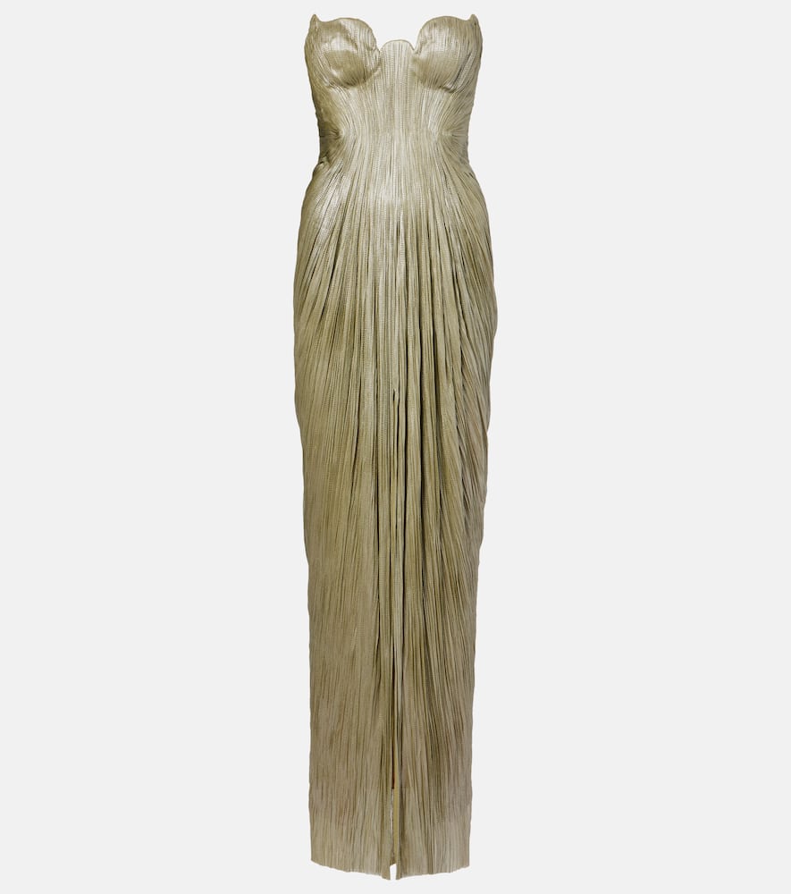 Jasleen strapless silk tulle corset gown