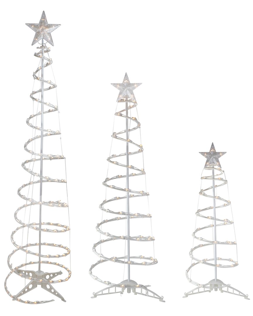 Northlight Set of 3 Clear Lighted Spiral Christmas Trees - 3ft 4ft And 6ft