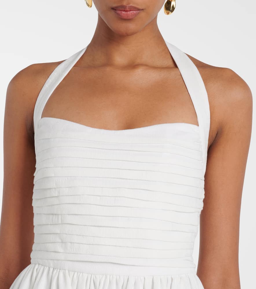 Leia ruched embroidered cotton midi dress