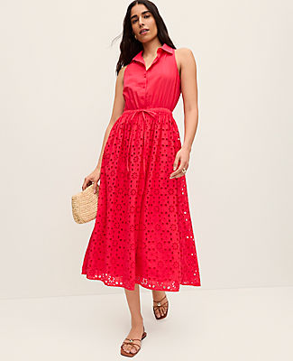 Ann Taylor Eyelet Halter Maxi Dress