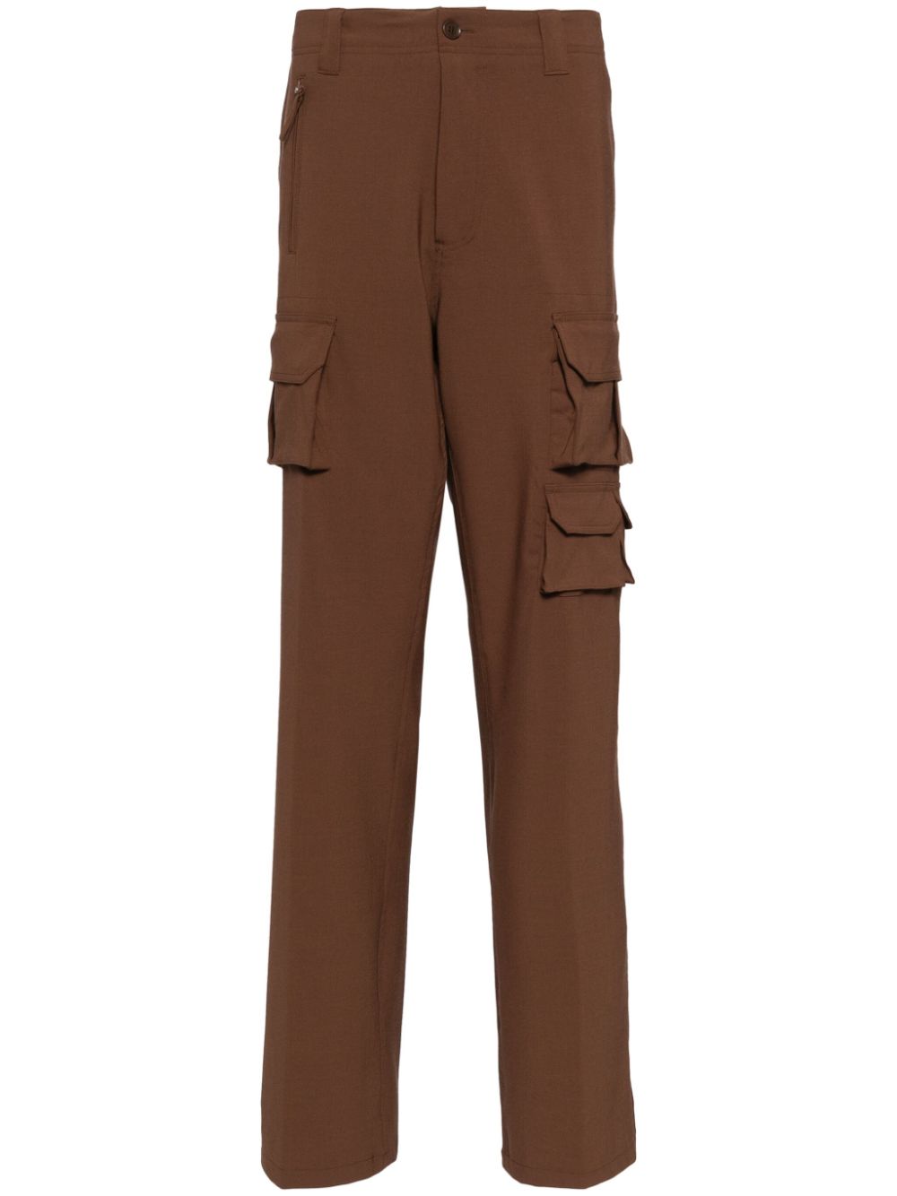 Multi-pocket straight leg trousers - Brown