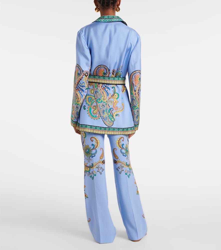 Paisley silk twill wrap blazer