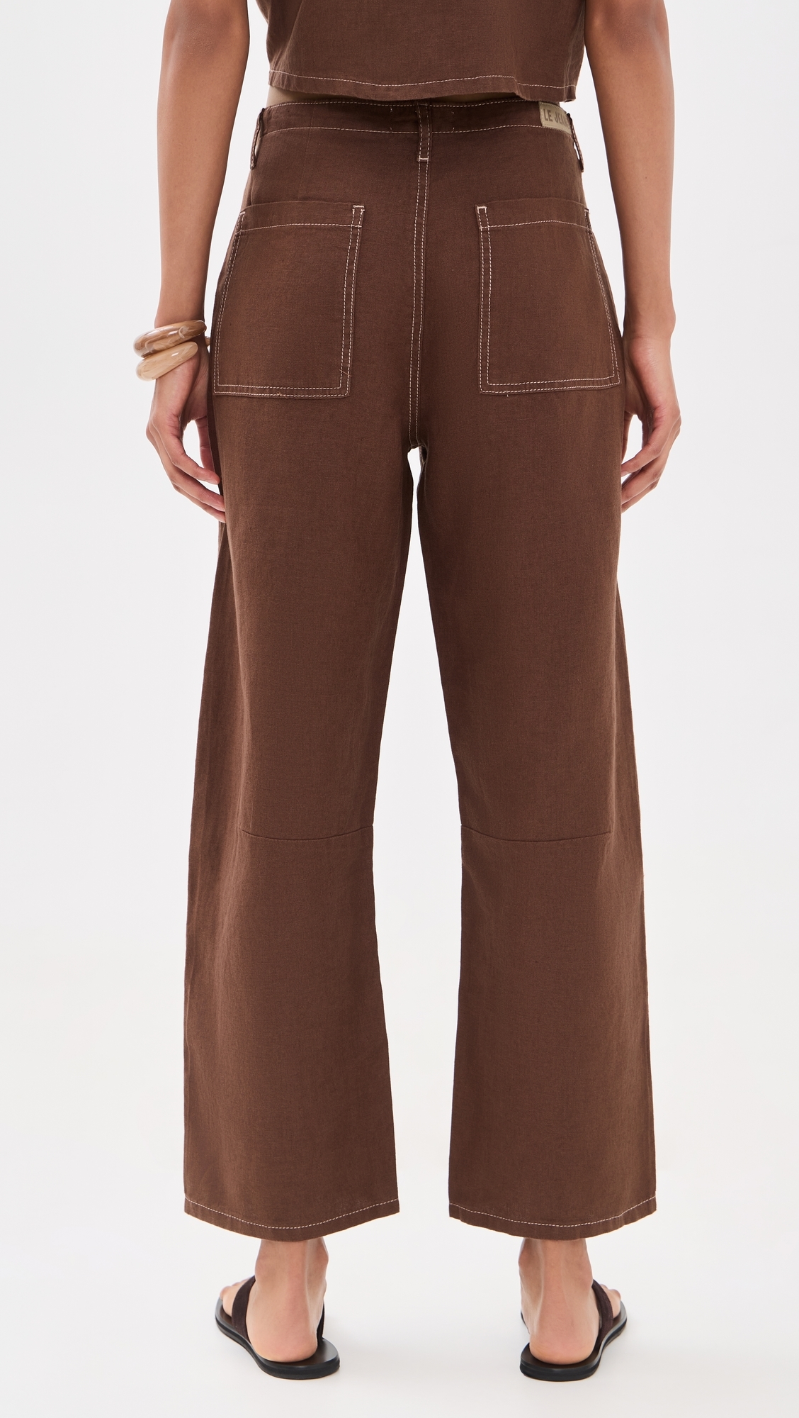 Mid Rise Linen Utility Barrel Pants Cocoa