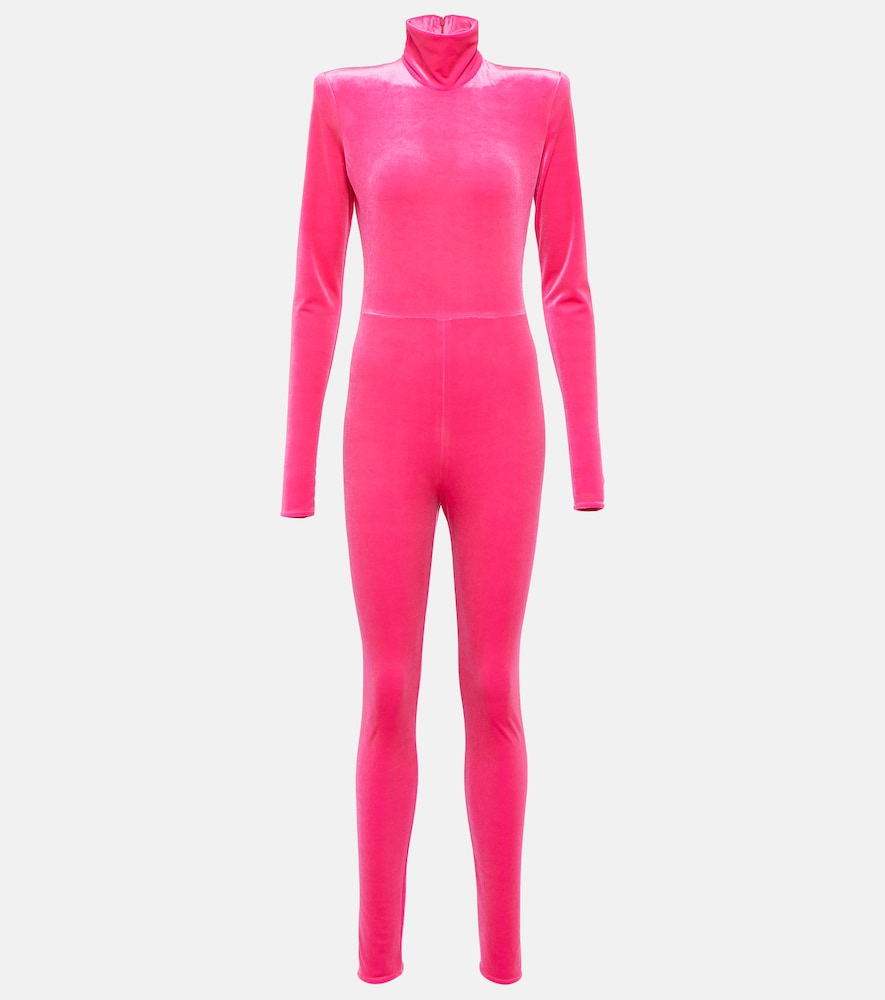 Turtleneck velvet jumpsuit