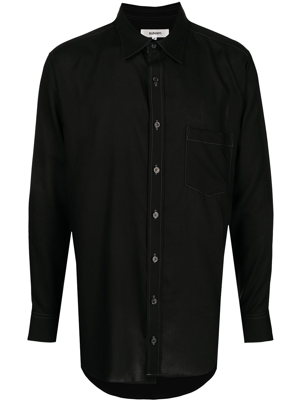 Contrast-stitch long-sleeve shirt