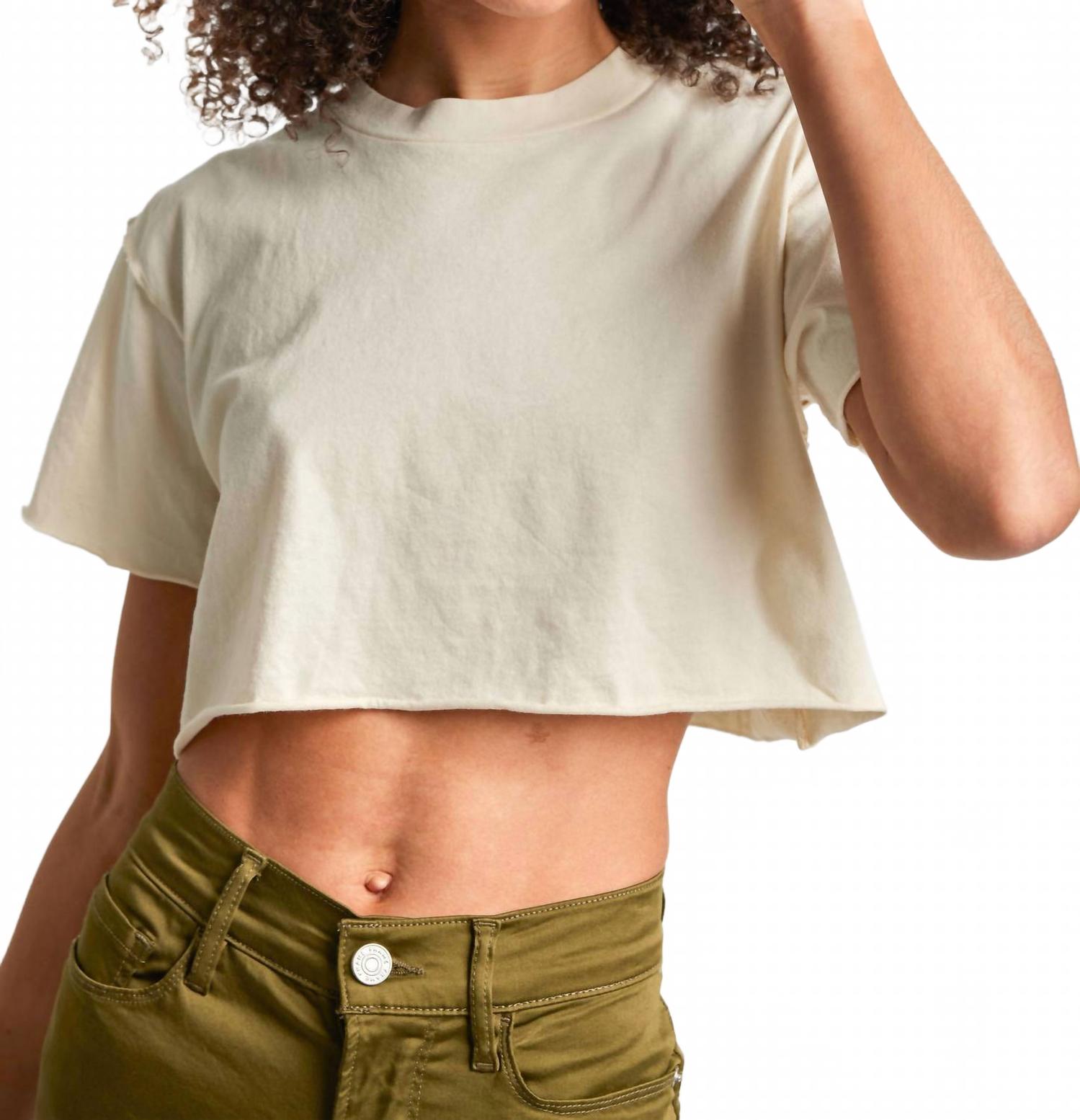 Mack Crop Crewneck Top In French Vanilla
