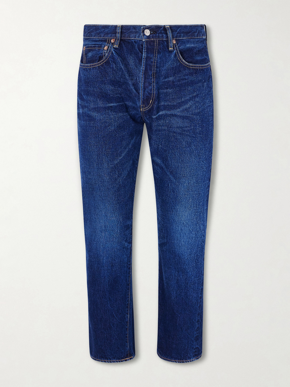 1954 Straight-Leg Cropped Distressed Jeans