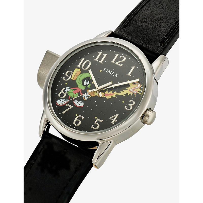 Mens Looney Tunes x Easy Reader Brass and Leather Strap Quartz Analog Watch 38mm