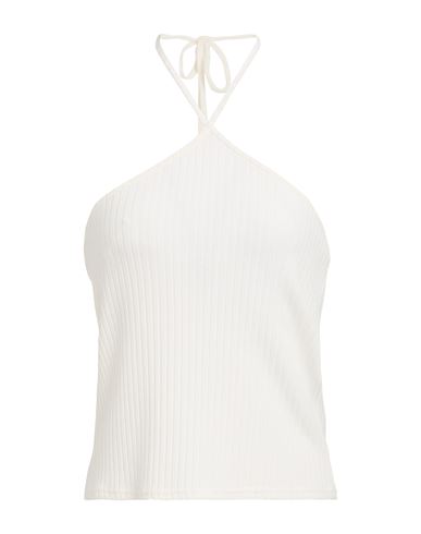 Woman Top White Size L Viscose, Recycled polyester, Elastane