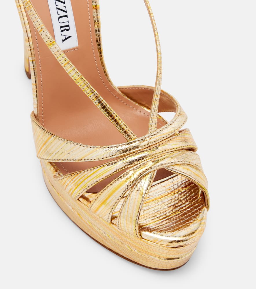 Aimée 130 metallic leather platform sandals