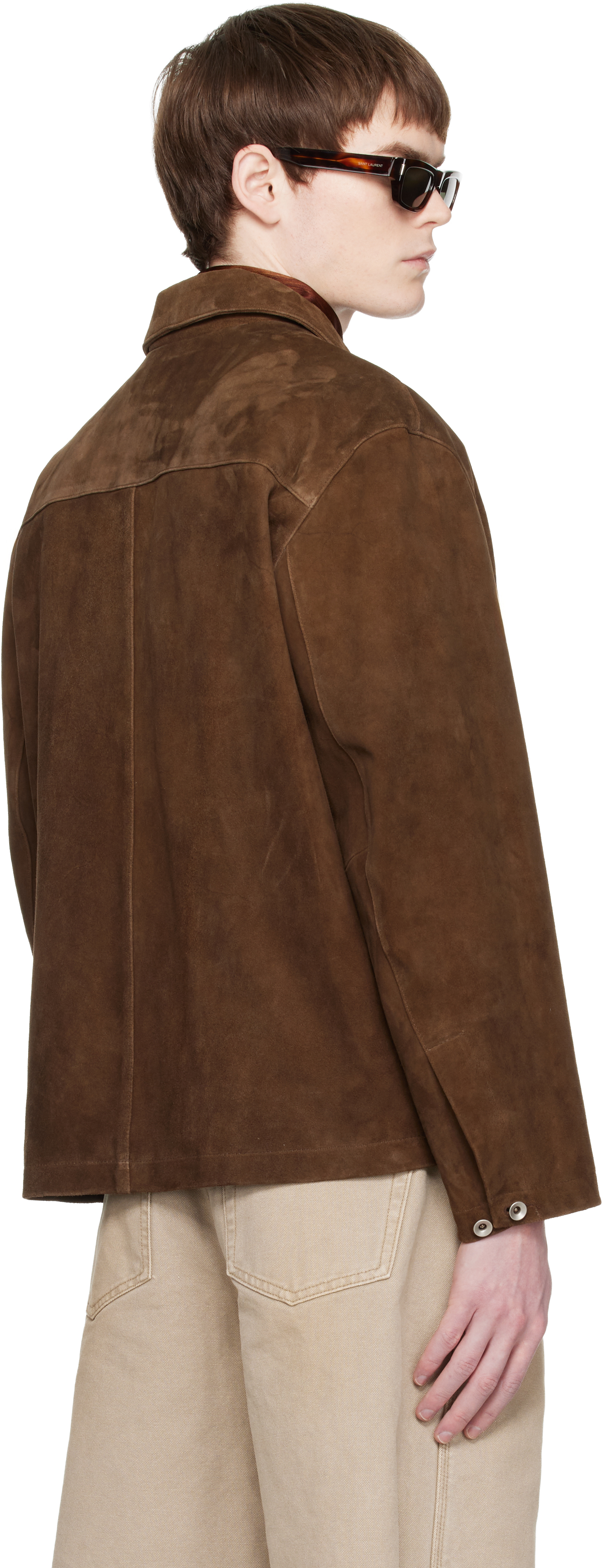 Brown Two-Tone Button Suede Jacket