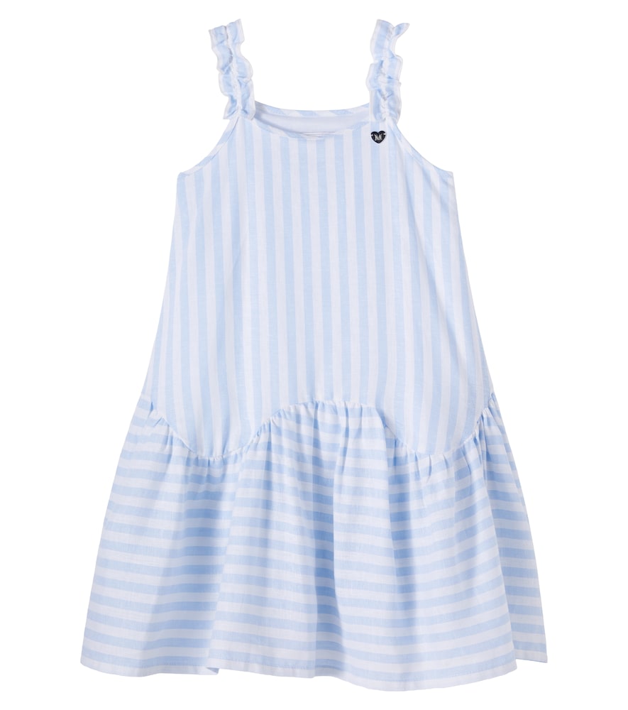 Striped linen-blend dress