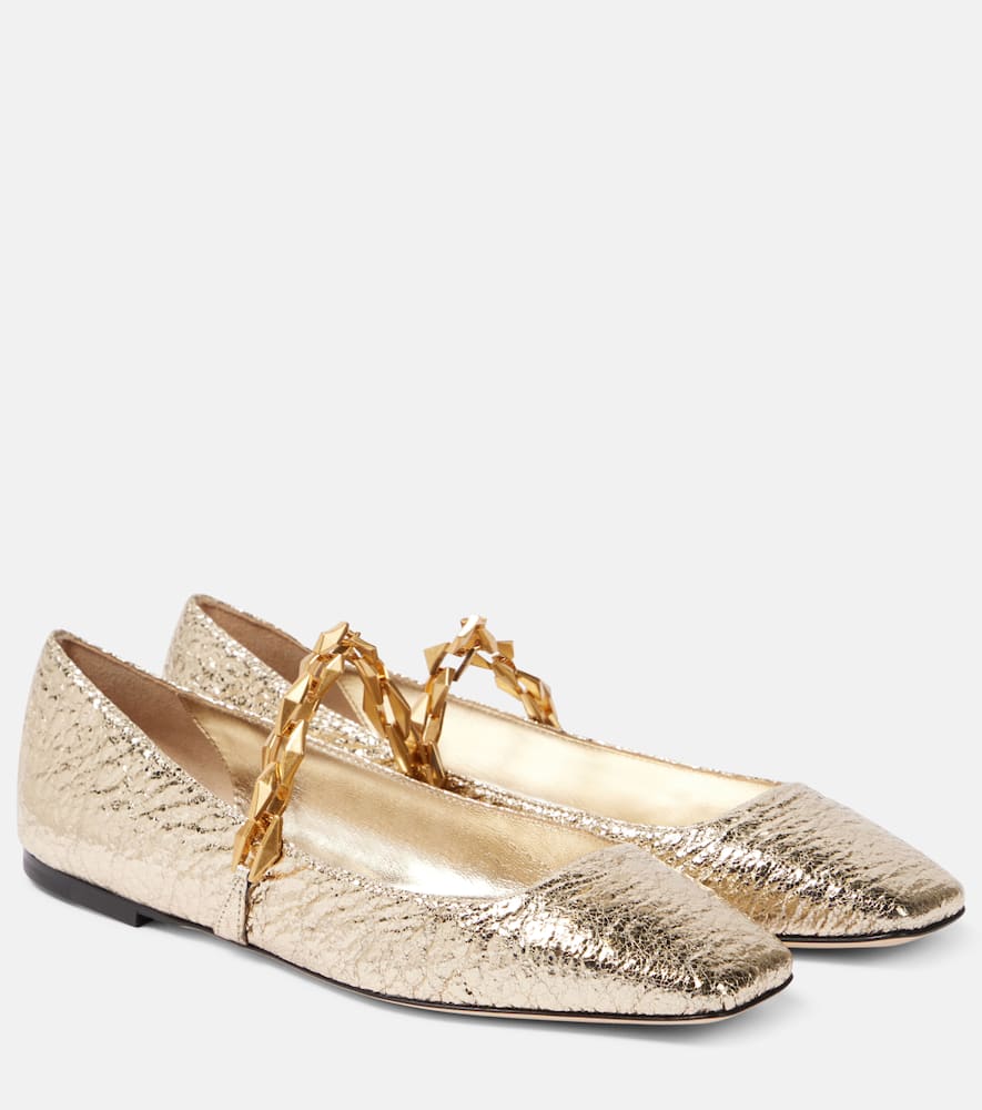 Diamond Tilda metallic leather ballet flats