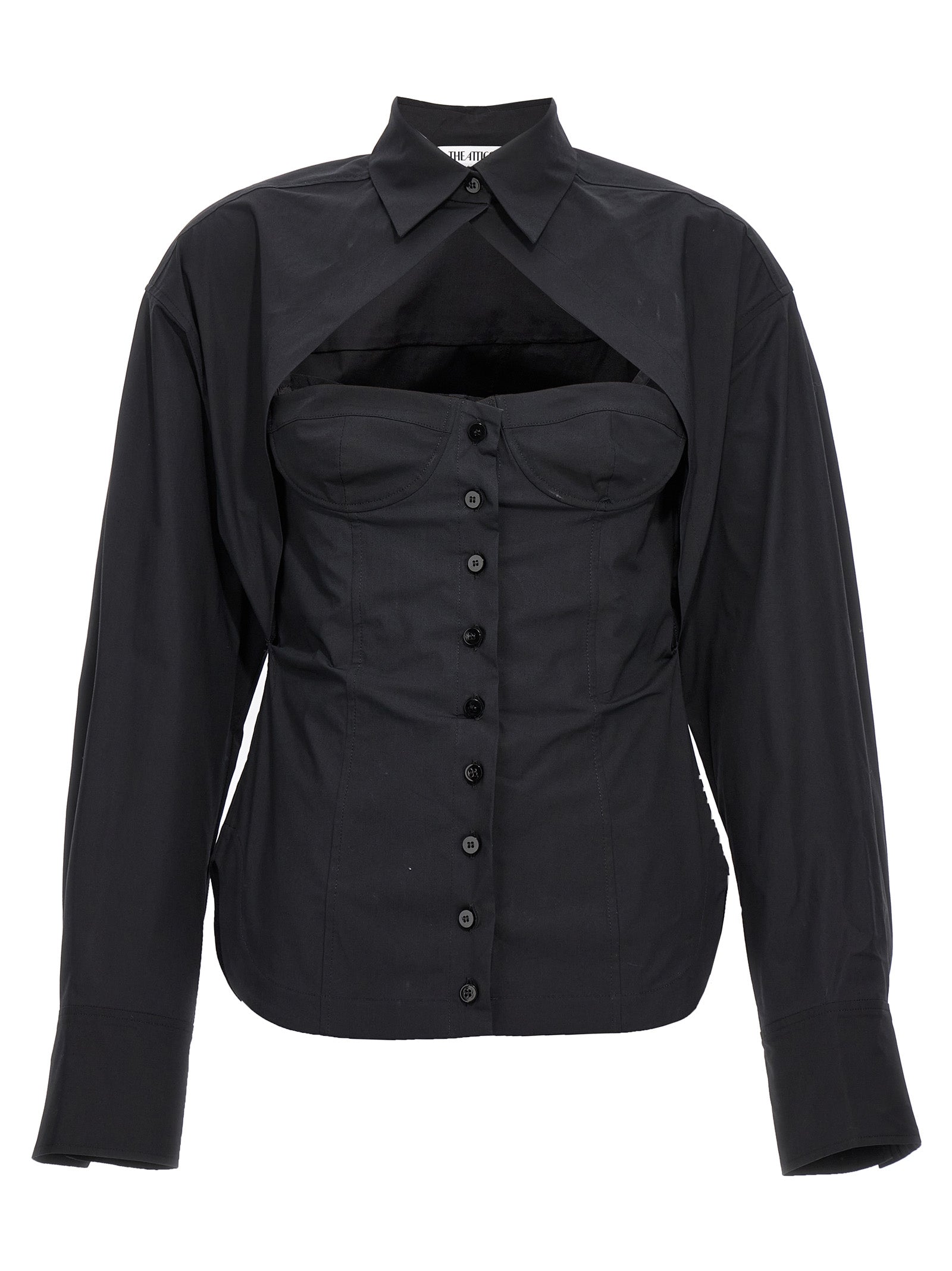 Bustier Cotton Blouse — Black
