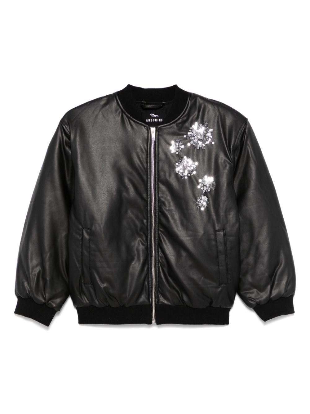 Sequin-embellished bomber jacket - Black