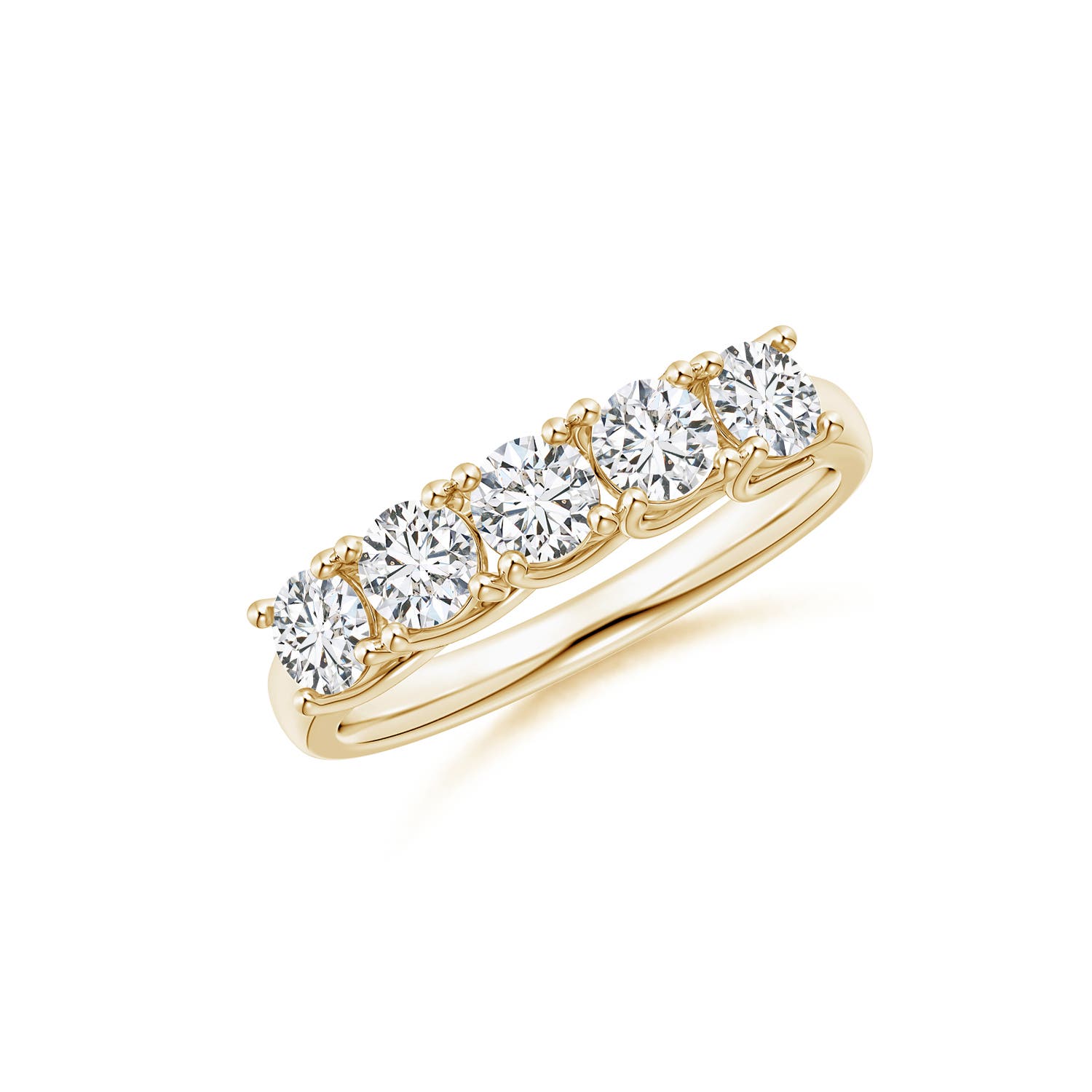 Angara 1.0 Carat Half Eternity Five Stone Diamond Wedding Band in 18K Yellow Gold