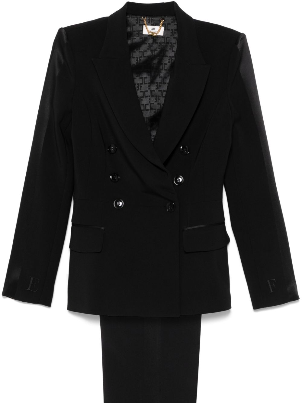 Double-breasted crepe blazer - Black