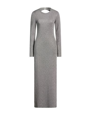 Woman Maxi dress Grey Size L Viscose, Polyester, Metallic Polyester, Polyamide