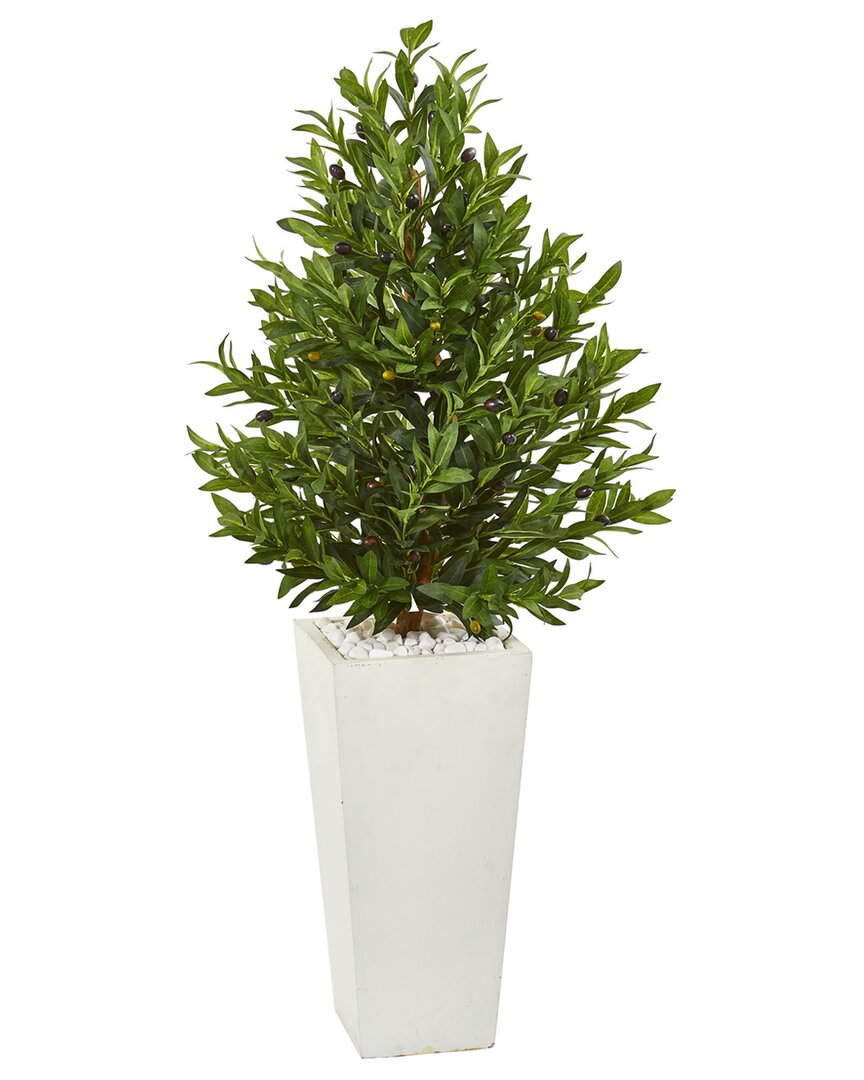 4Ft Olive Cone Topiary Uv-Resistant Artificial Tree In Planter (Indoor/Outdoor)