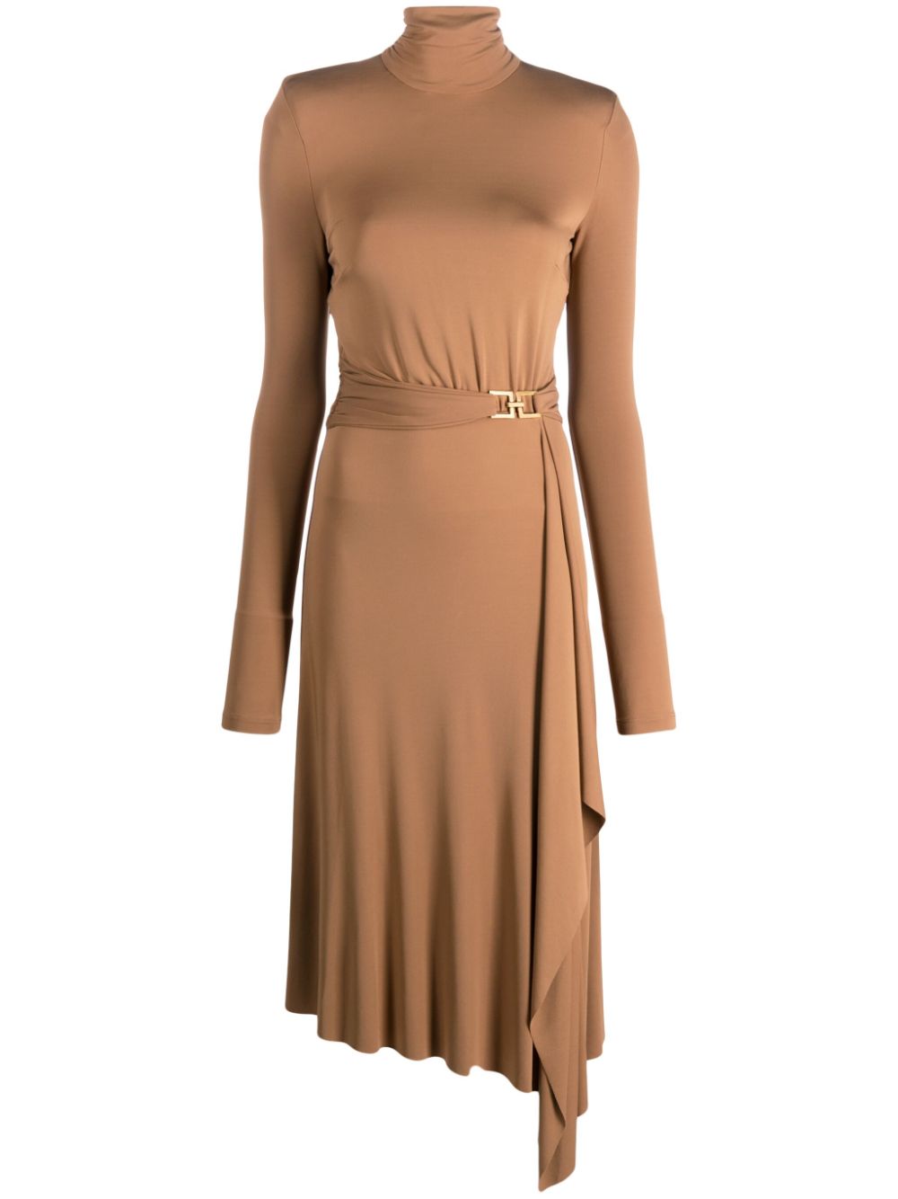 Asymmetric jersey midi dress - Neutrals