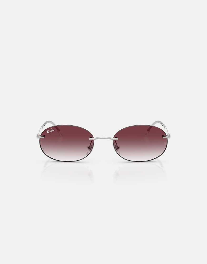Oval sunglasses with violet lens in silver