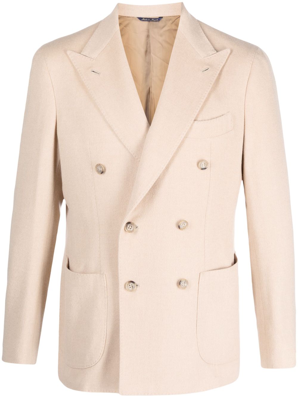 Double-breasted camel-hair blazer - Neutrals