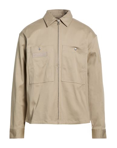 Man Shirt Beige Size L Cotton, Elastane