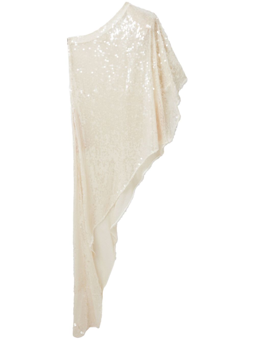 One-sleeve sequin dress - Neutrals