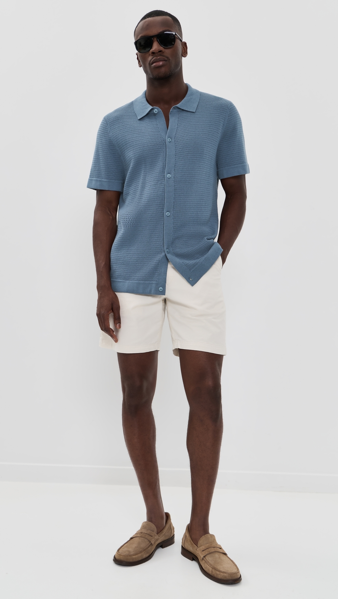 Drop Needle Button Up Shirt Mist