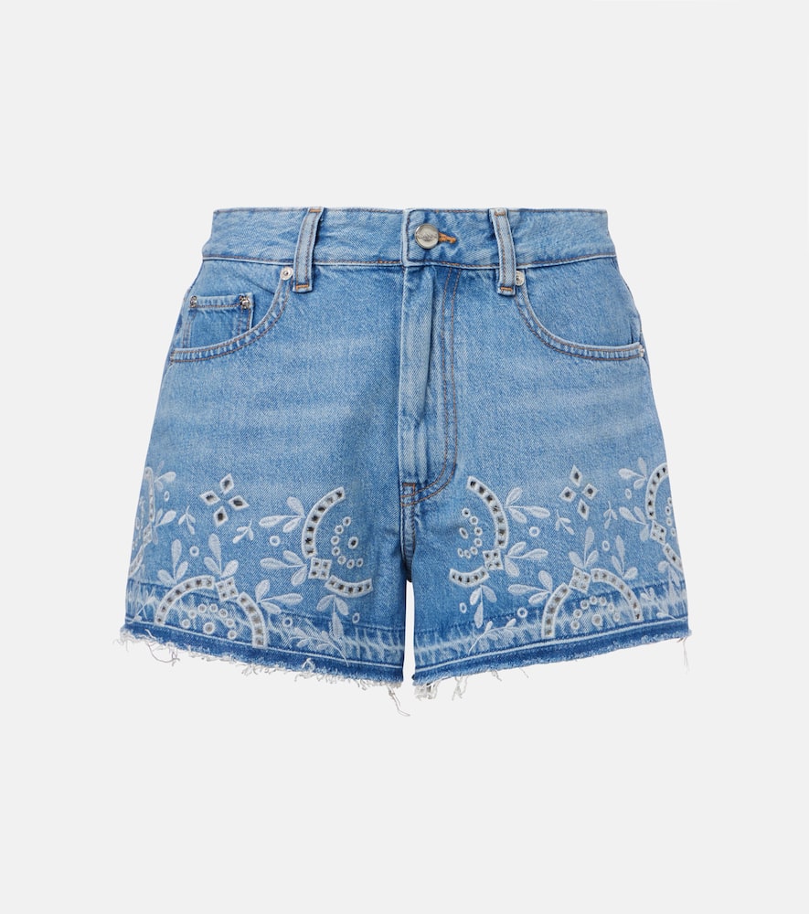 Broderie anglaise denim shorts